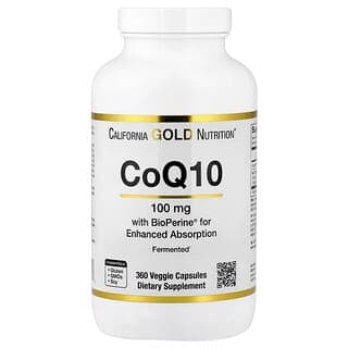 California Gold Nutrition CoQ10 Ubiquinone with Bioperine Black Pepper Extract, 100 mg, 360 Veggie Capsules