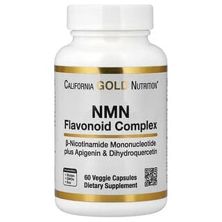 California Gold Nutrition NMN Flavonoid Complex with Apigenin and Dihydroquercetin, 60 Veggie Capsules