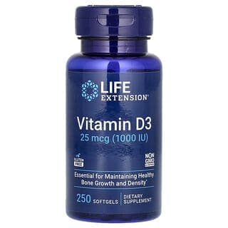 Life Extension Vitamin D3, 25 mcg (1,000 IU), 250 Softgels