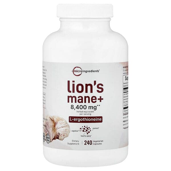 Micro Ingredients Lion's Mane + L-Ergothioneine, 240 Vegetarian Capsules