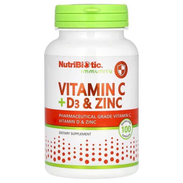 NutriBiotic Vitamin C + D3 & Zinc, 250 Count