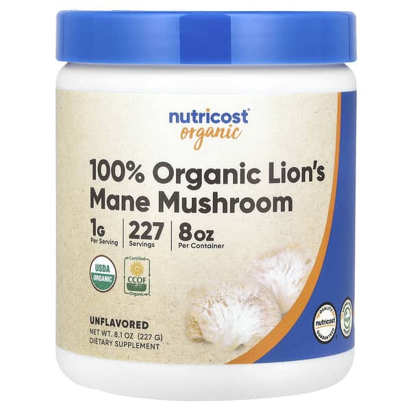 Nutricost 100% Organic Lion's Mane Mushroom Powder, 8.1 oz