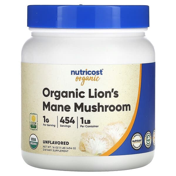 Nutricost Organic Lion's Mane Mushroom Powder, 1 lb