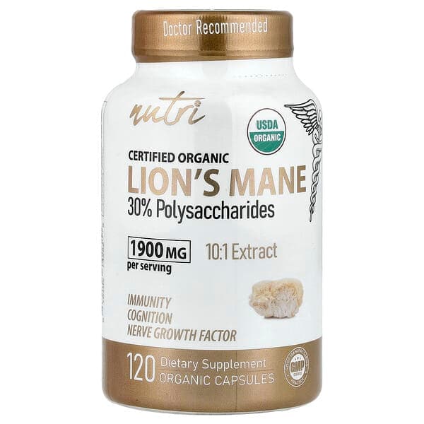 Nutri Organic Lion's Mane Capsules, 120 Count