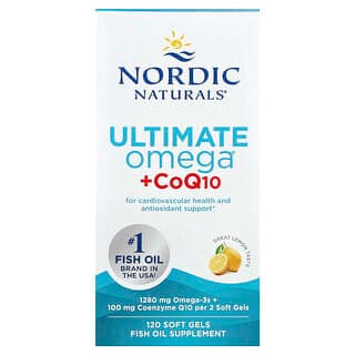 Nordic Naturals Ultimate Omega + CoQ10 Lemon Soft Gels, 120 Count