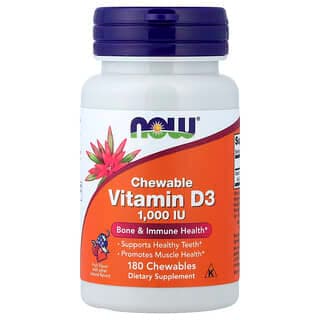 NOW Foods Chewable Vitamin D-3, 1,000 IU, 180 Chewables