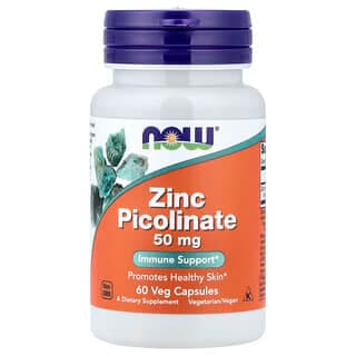 NOW Foods Zinc Picolinate, 50 mg, 60 Veg Capsules