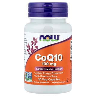 NOW Foods CoQ10 With Hawthorn Berry, 30 Veg Capsules