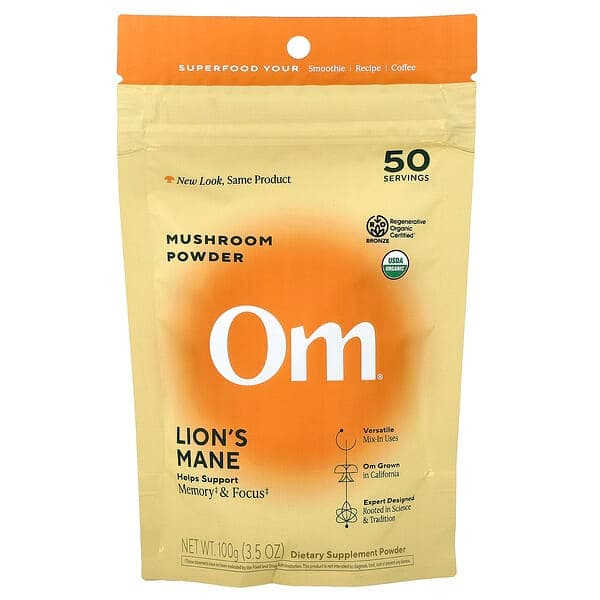 Om Mushrooms Lion's Mane Mushroom Powder, 3.5 oz
