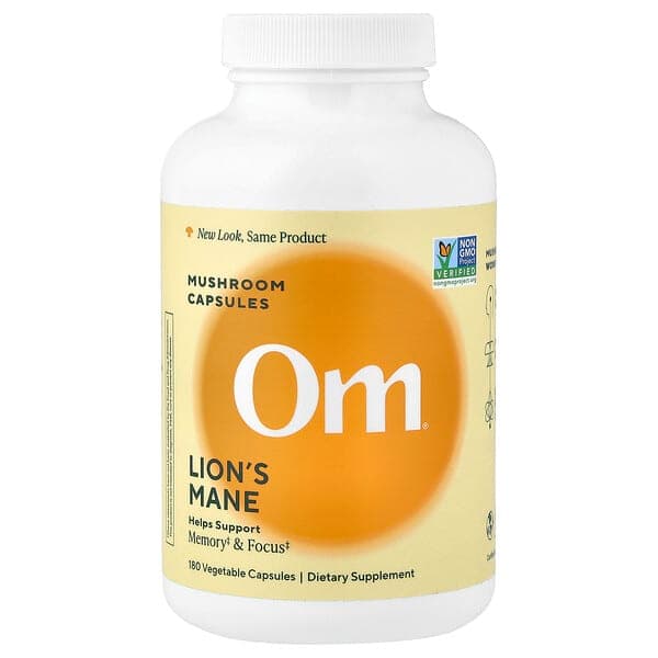 Om Mushrooms Lion's Mane Mushroom Capsules, 180 Count