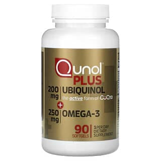 Qunol Plus Ubiquinol + Omega-3, 200 mg + 250 mg, 90 Softgels