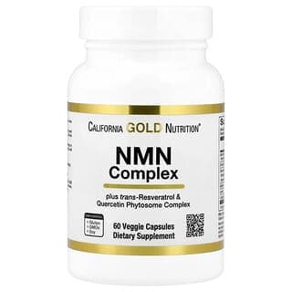 California Gold Nutrition NMN Complex with trans-Resveratrol, Quercetin Phytosome Complex, Apigenin, and Luteolin, 60 Veggie Capsules
