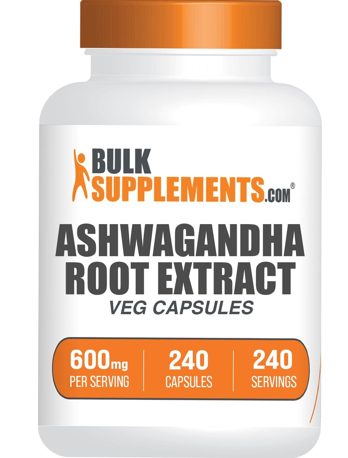 BulkSupplements Ashwagandha Root Extract Capsules 600mg, 240 Count
