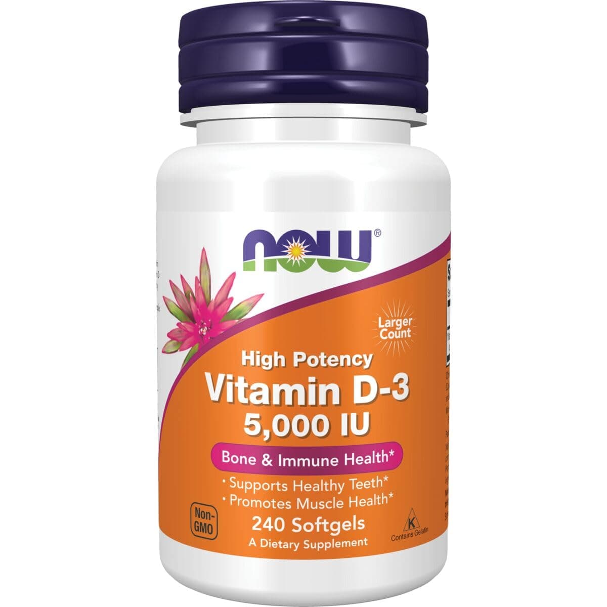 NOW Foods Vitamin D-3 5000 IU Softgels, 240 Count
