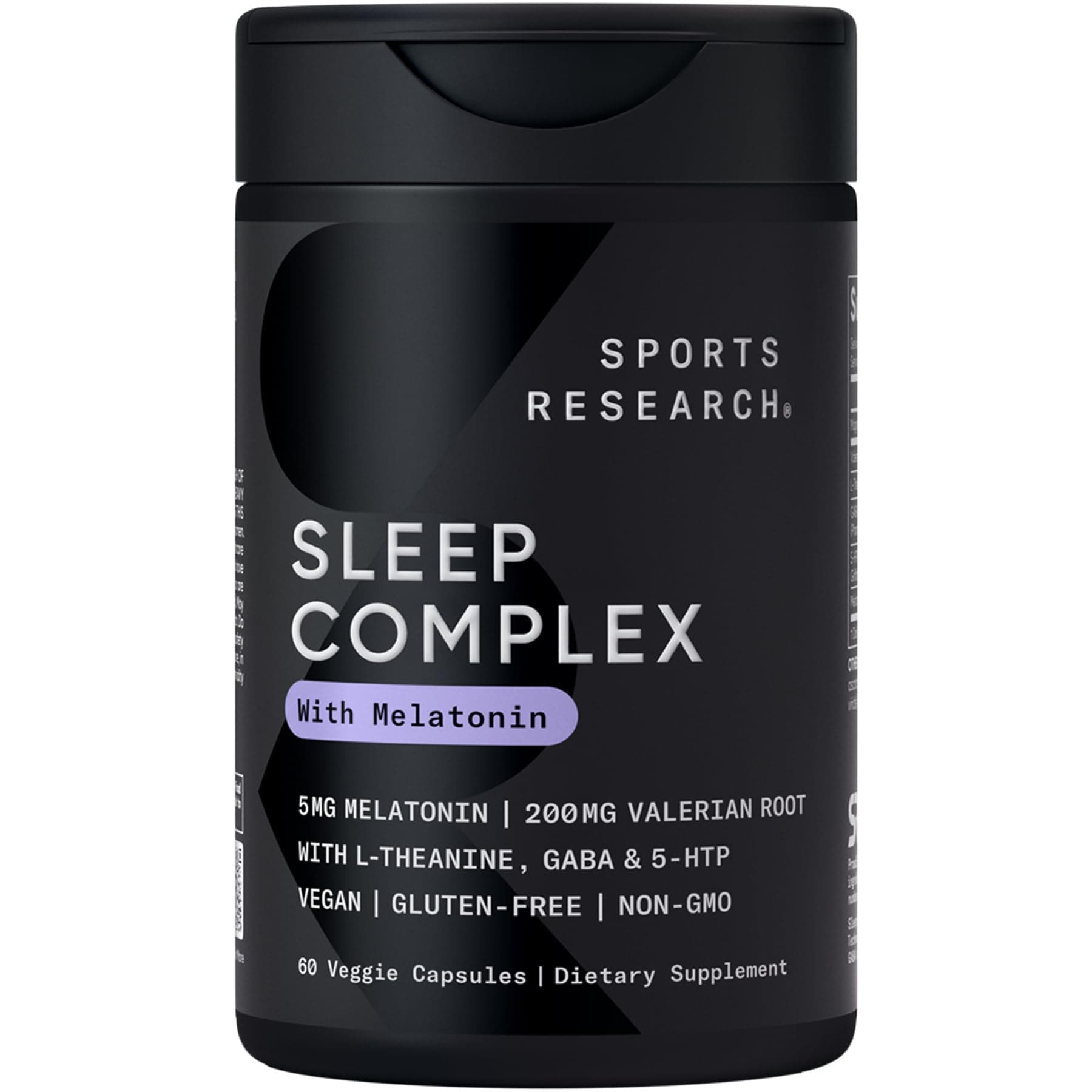 Sports Research Sleep Complex with Melatonin 5mg, L-Theanine 200mg & Magnesium, 60 Veggie Capsules