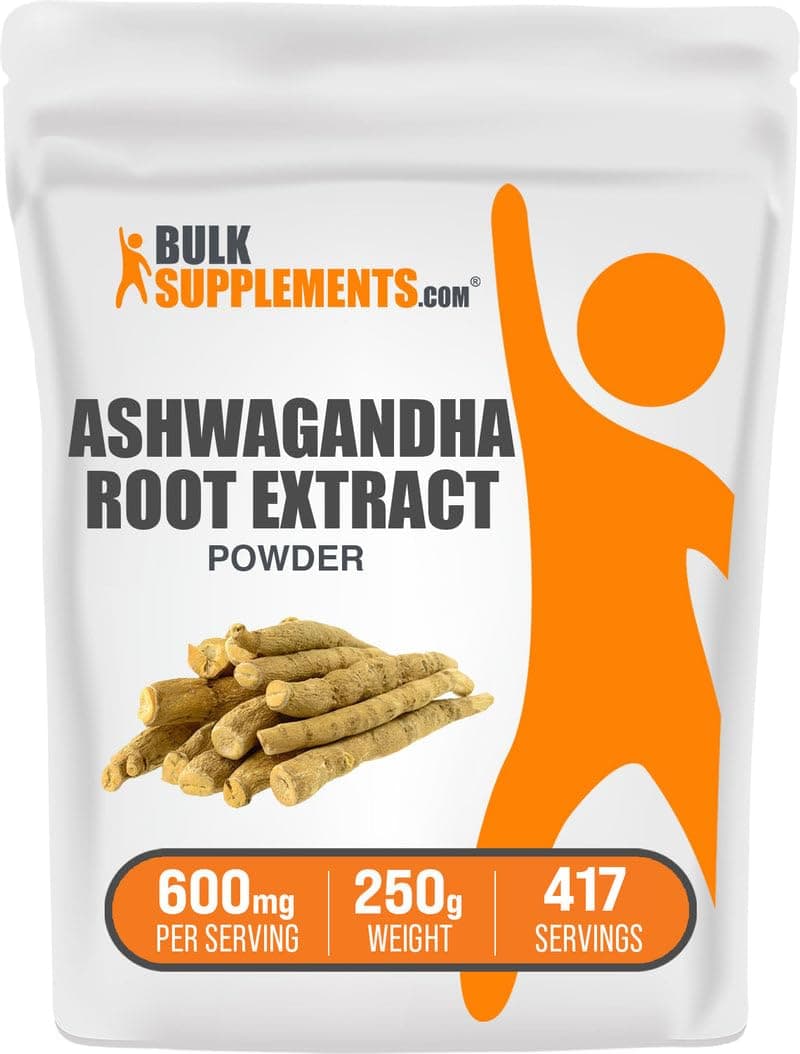 BulkSupplements com Ashwagandha Root Extract Powder - Ashwagandha Supplement, Herbal Supplement - Vegan & Gluten Free, 600mg per Serving, 250g (8.8 oz) (Pack of 1)