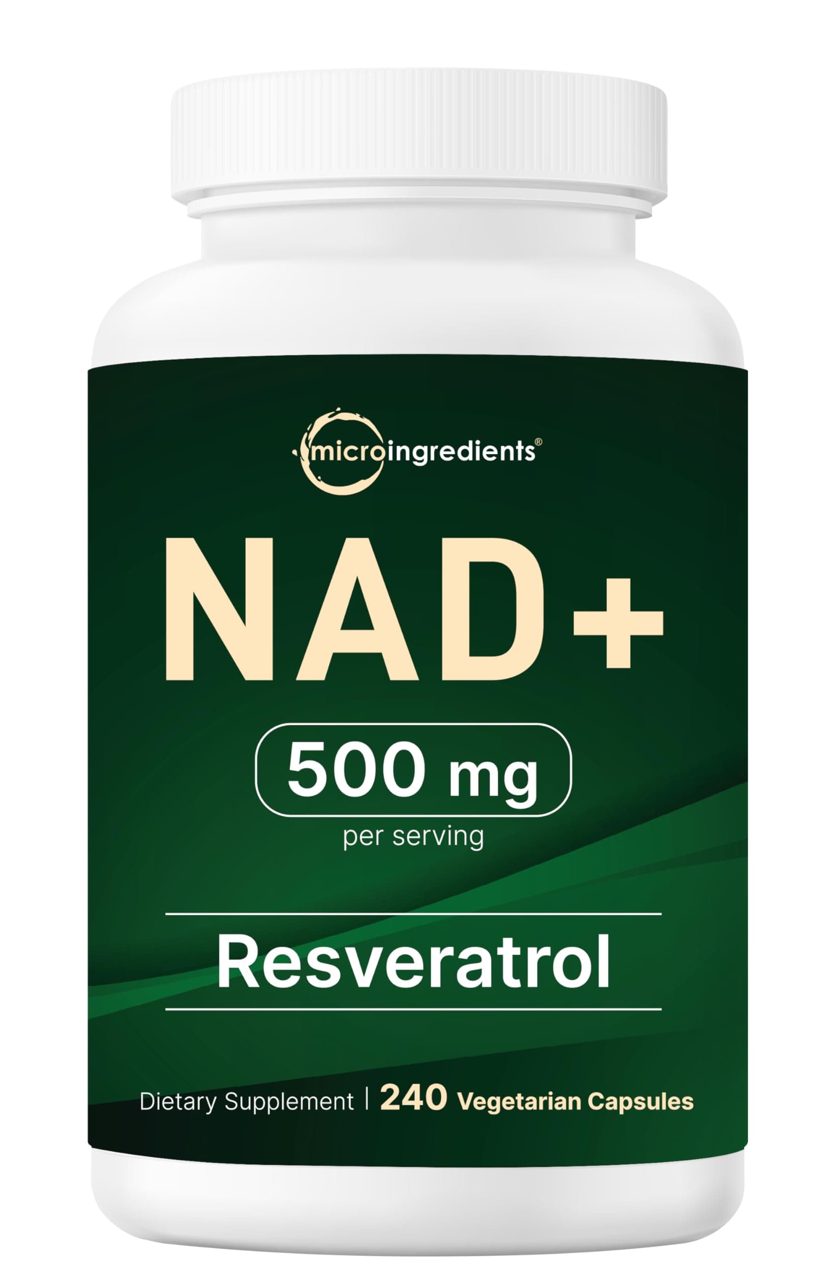 Micro Ingredients NAD+ 500mg with Resveratrol, 240 Veggie Capsules