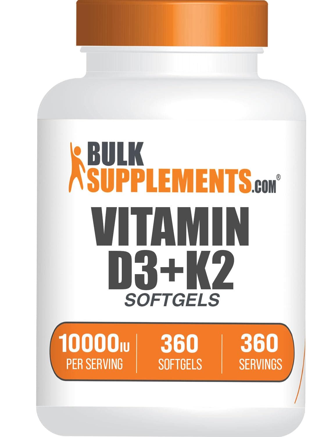 BulkSupplements Vitamin D3 + K2 10000 IU Softgels, 360 Count
