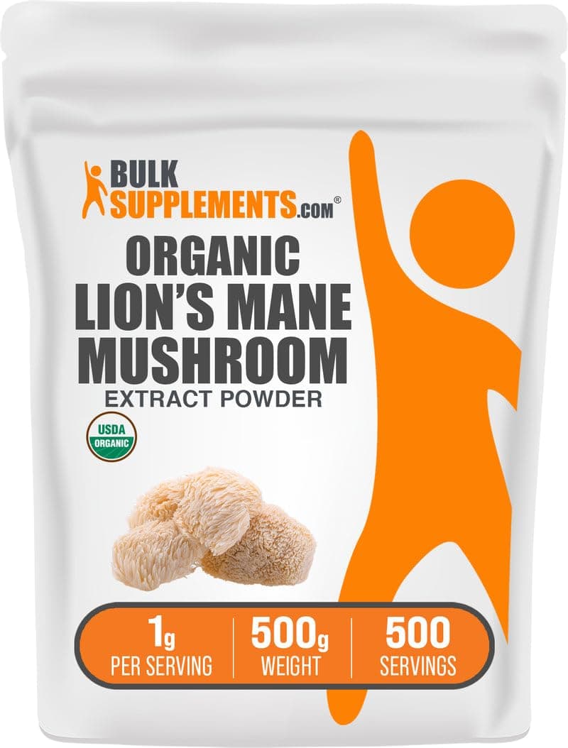 BulkSupplements Organic Lion's Mane Mushroom Extract Powder, 500g