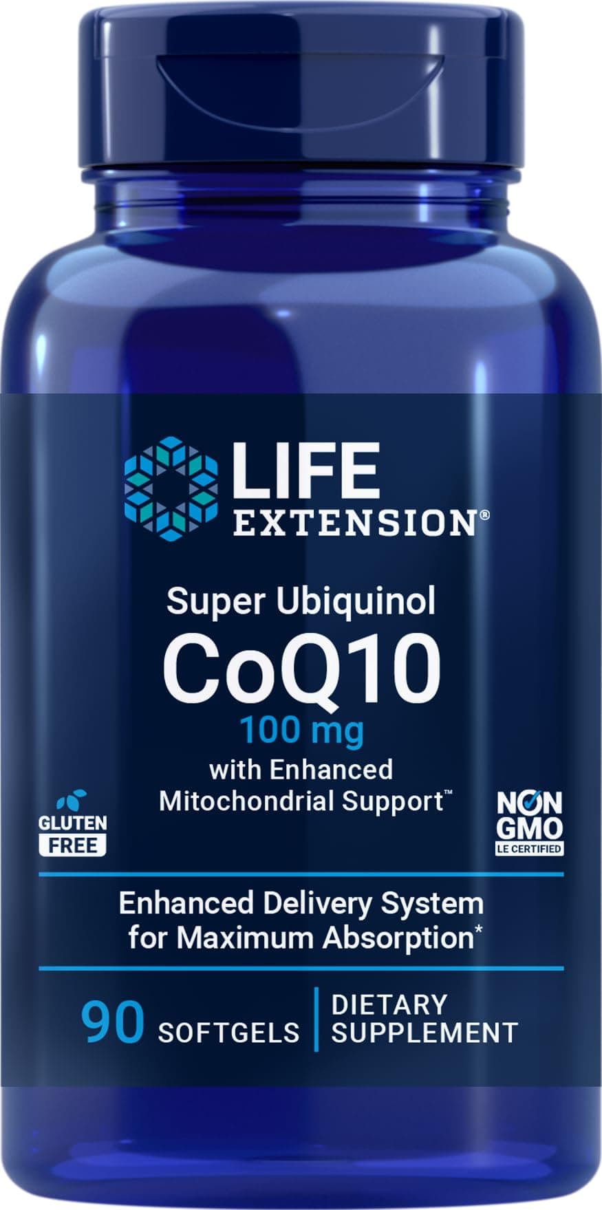 Life Extension COQ10 Super Ubiquinol 100mg, 90 Softgels