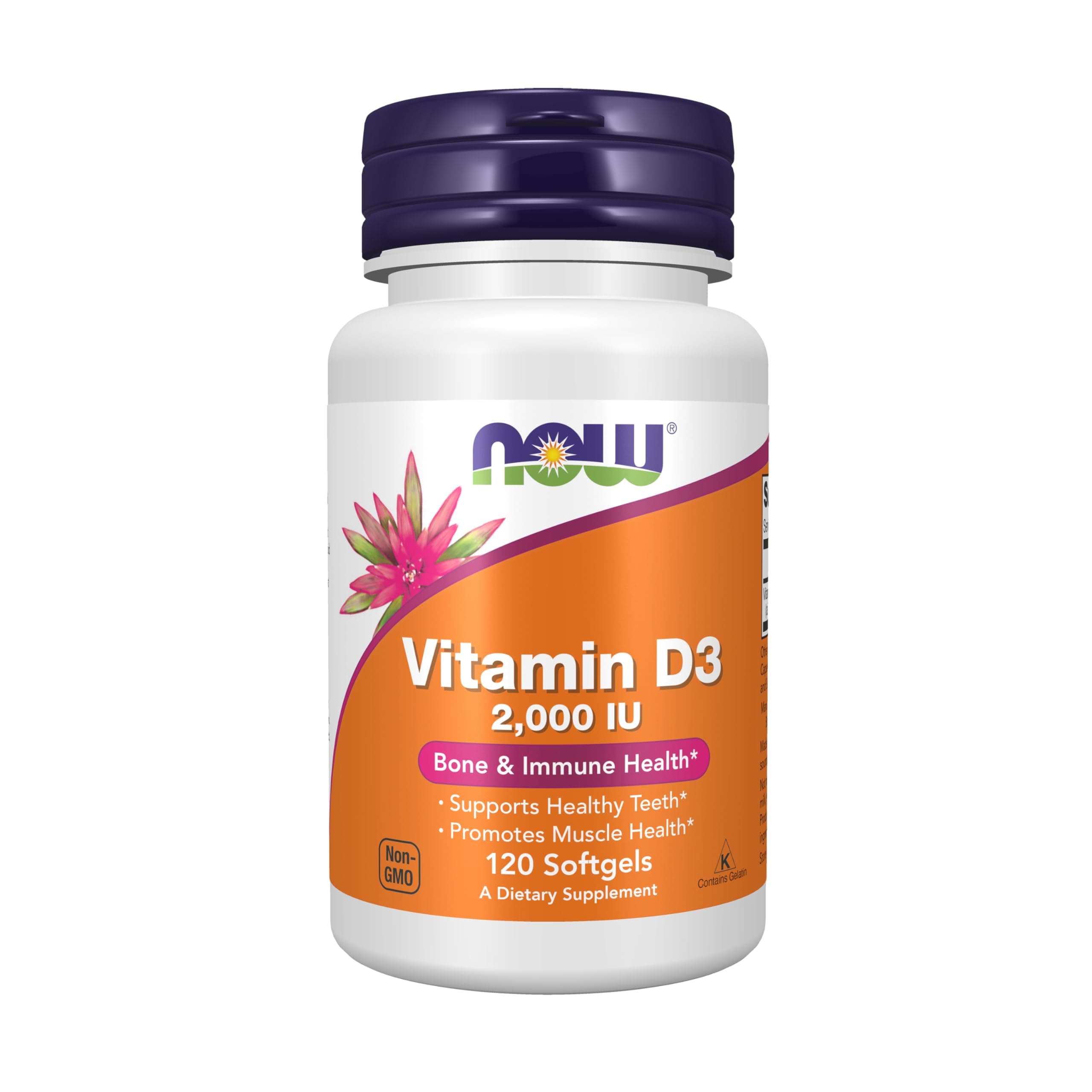 NOW Foods Vitamin D-3 2,000 IU Softgels, 120 Count