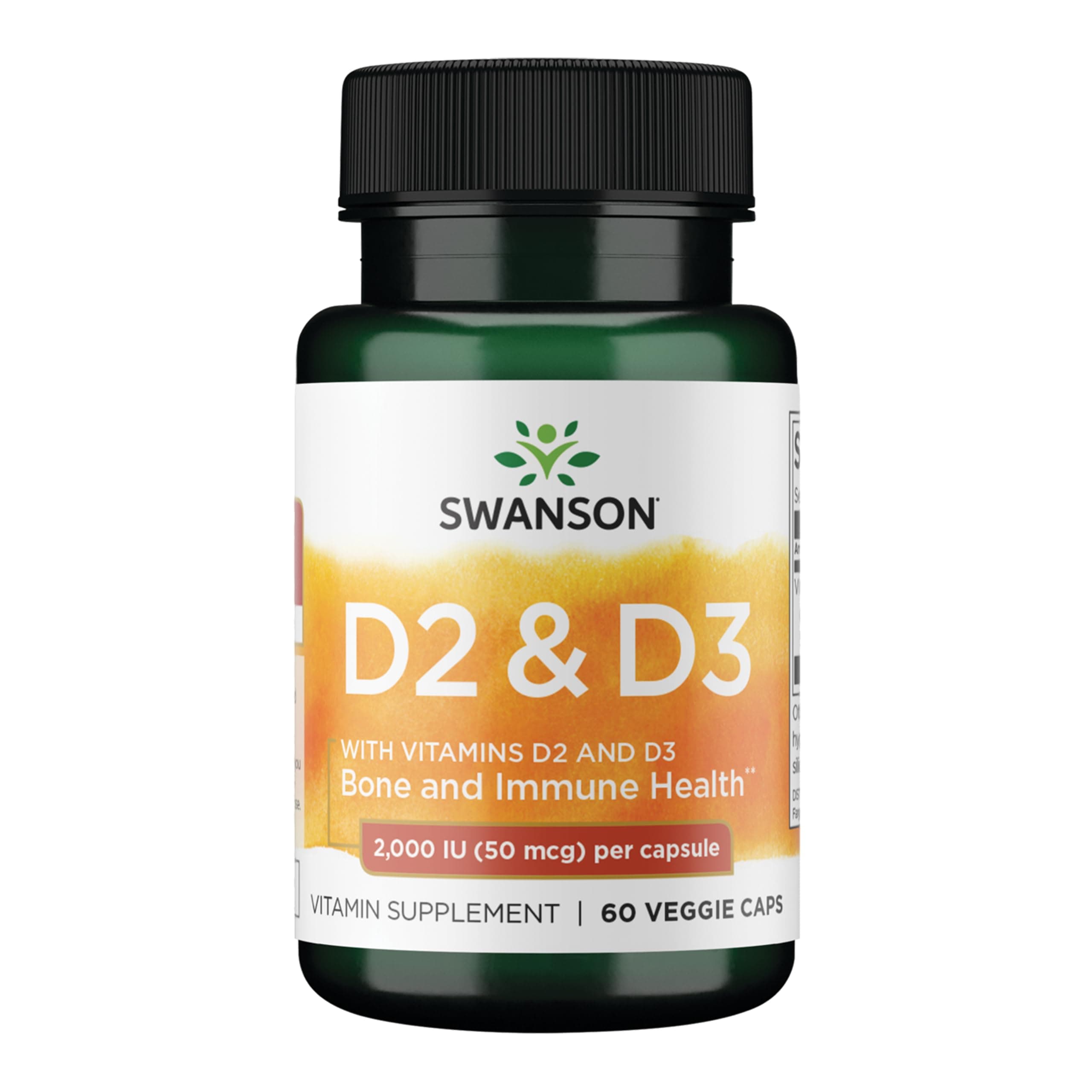 Swanson Vitamin D Complex with Vitamins D2 & D3, 60 Veggie Capsules