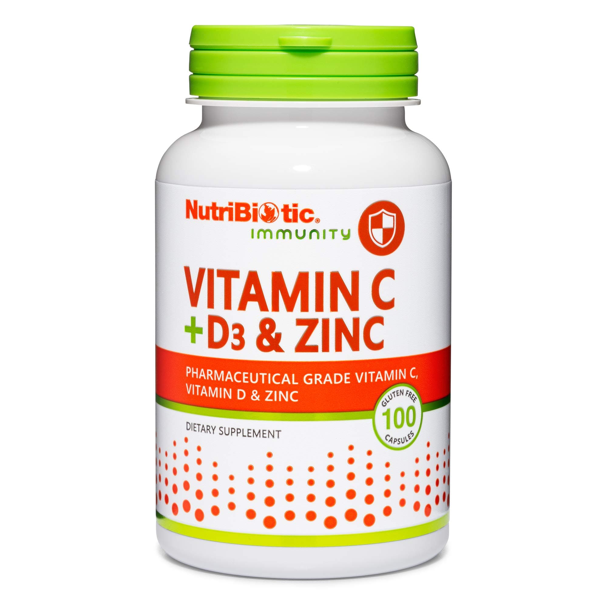NutriBiotic Vitamin C + Vitamin D3 & Zinc, 100 Capsules