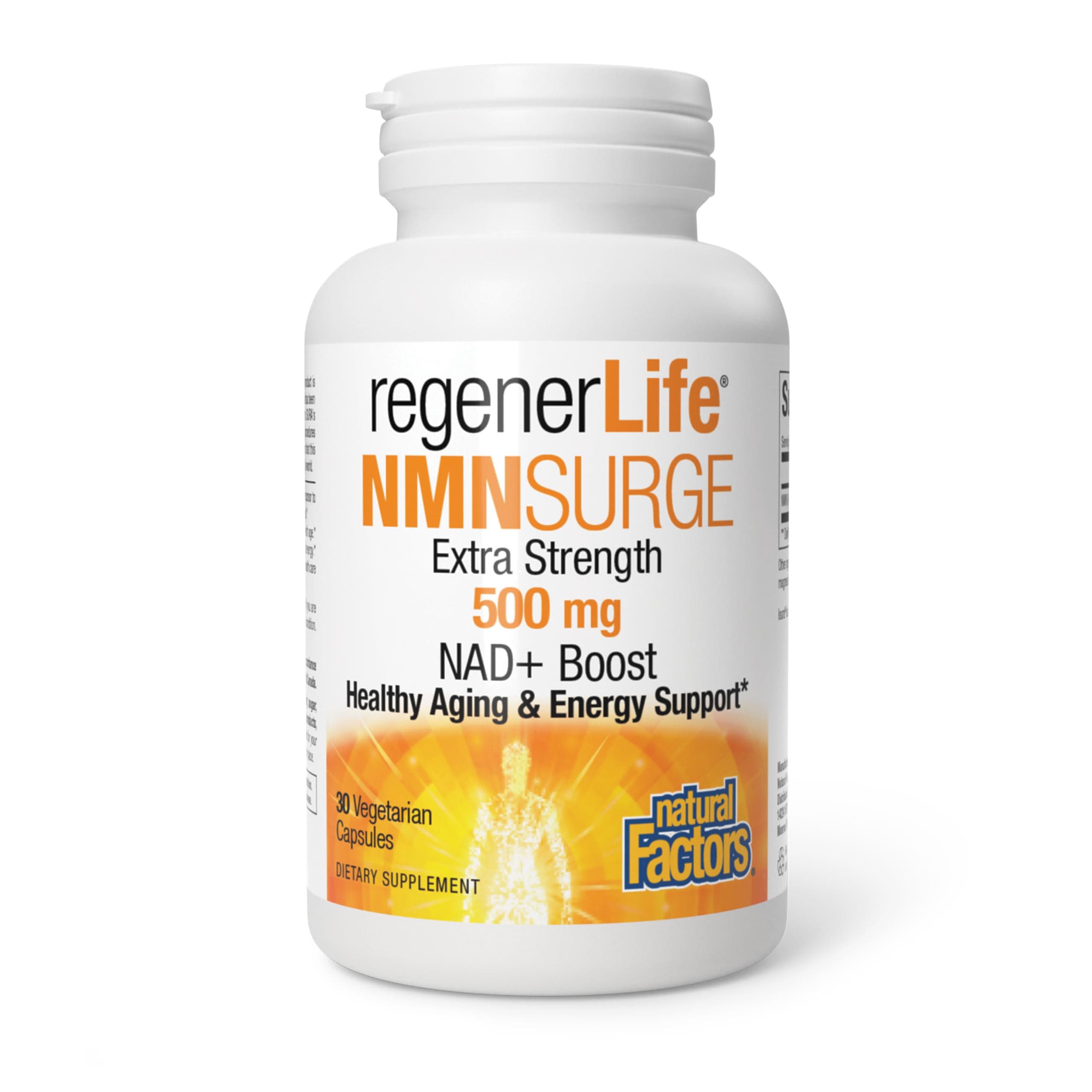 Natural Factors Regenerlife NMN NAD+ Boost 500mg, 30 Vegetarian Capsules