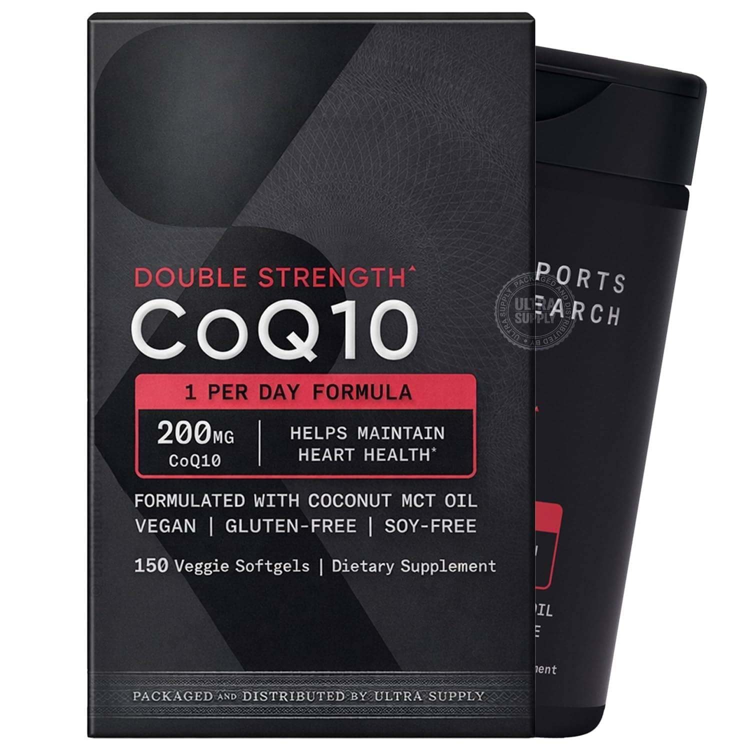 Sports Research CoQ10 200mg Softgels with MCT Oil, 150 Count