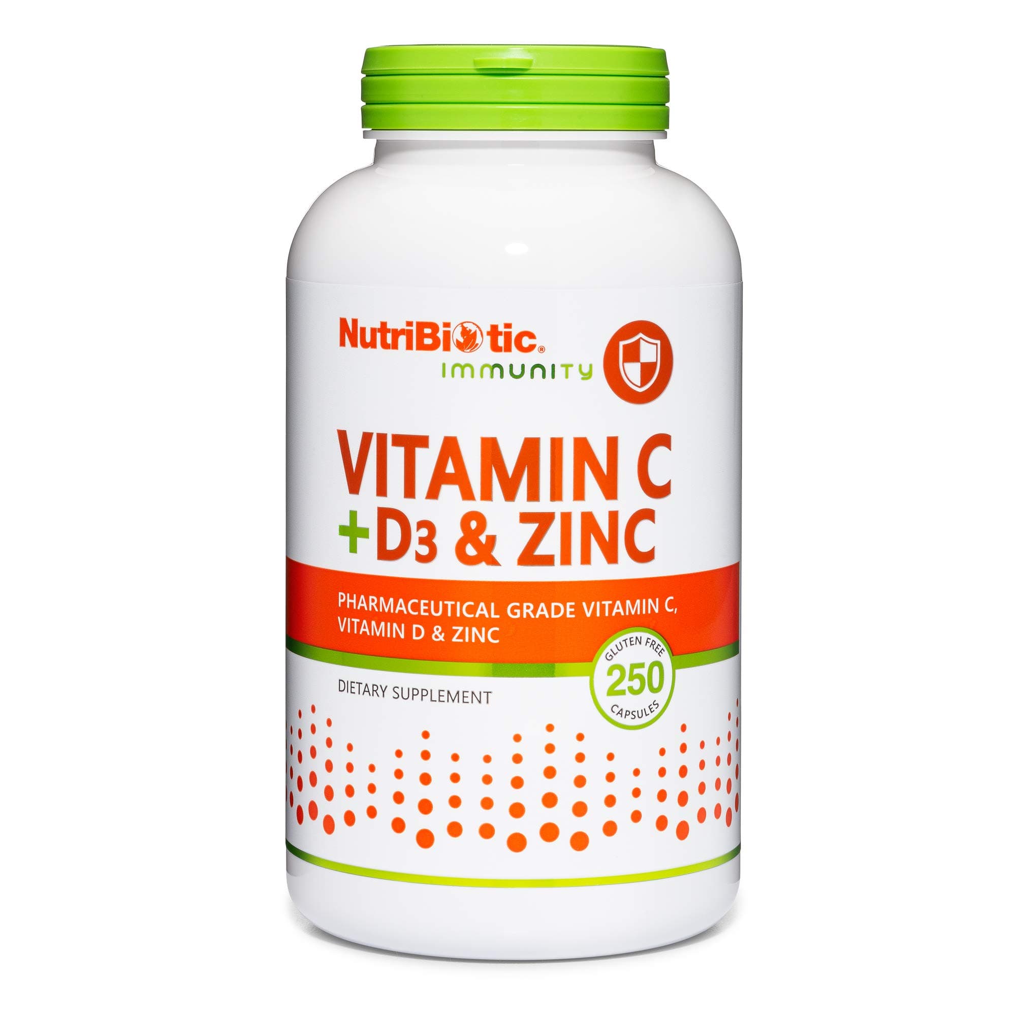NutriBiotic Vitamin C + Vitamin D3 & Zinc, 250 Capsules